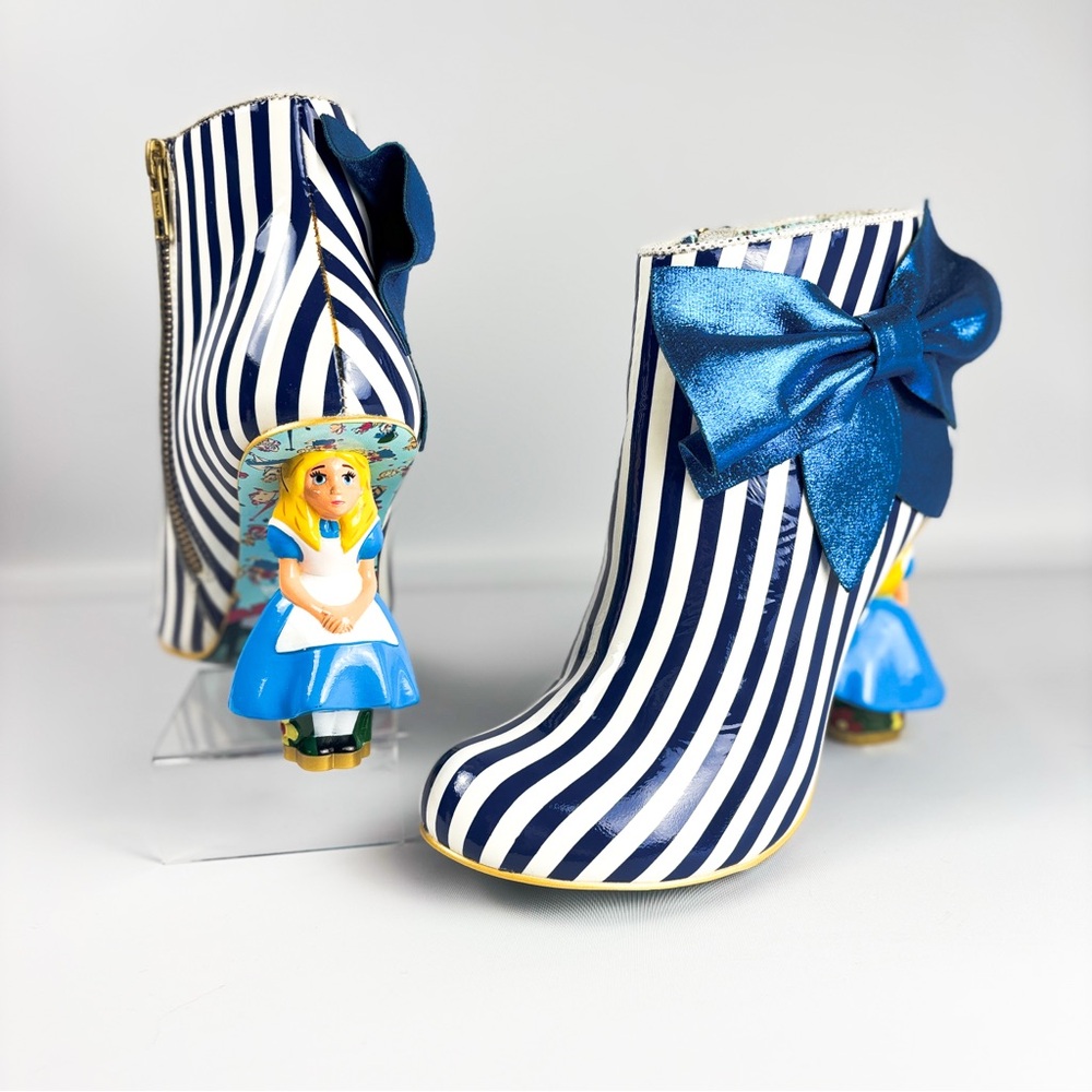 Irregular Choice Who in the World Am I? Navy Stripe Alice Boots | Size 40